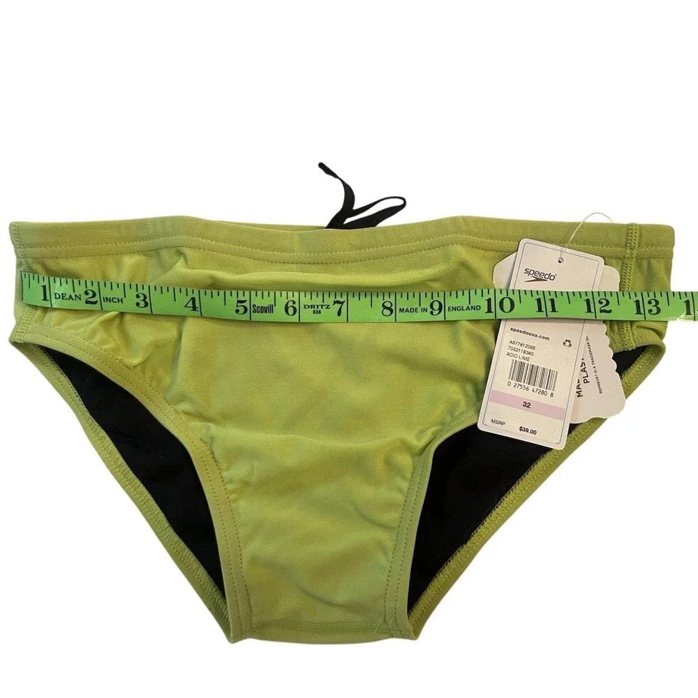 NWT Speedo Men's Size 32 Vibe Collection Acid Lime Swim Briefs Eco Endurance New